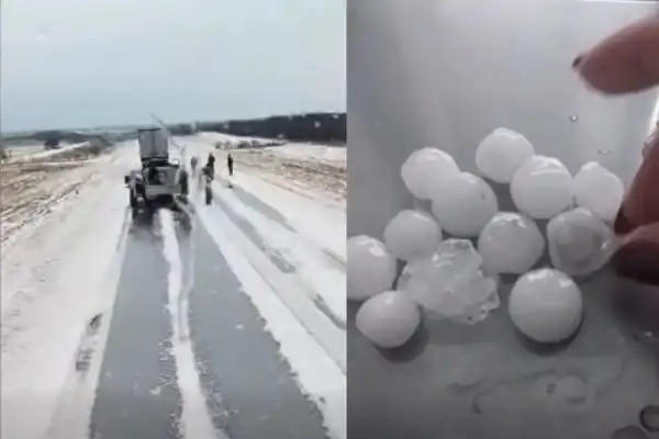 Cayó tanto granizo en el sur de Salta que cubrió parte de la ruta 9