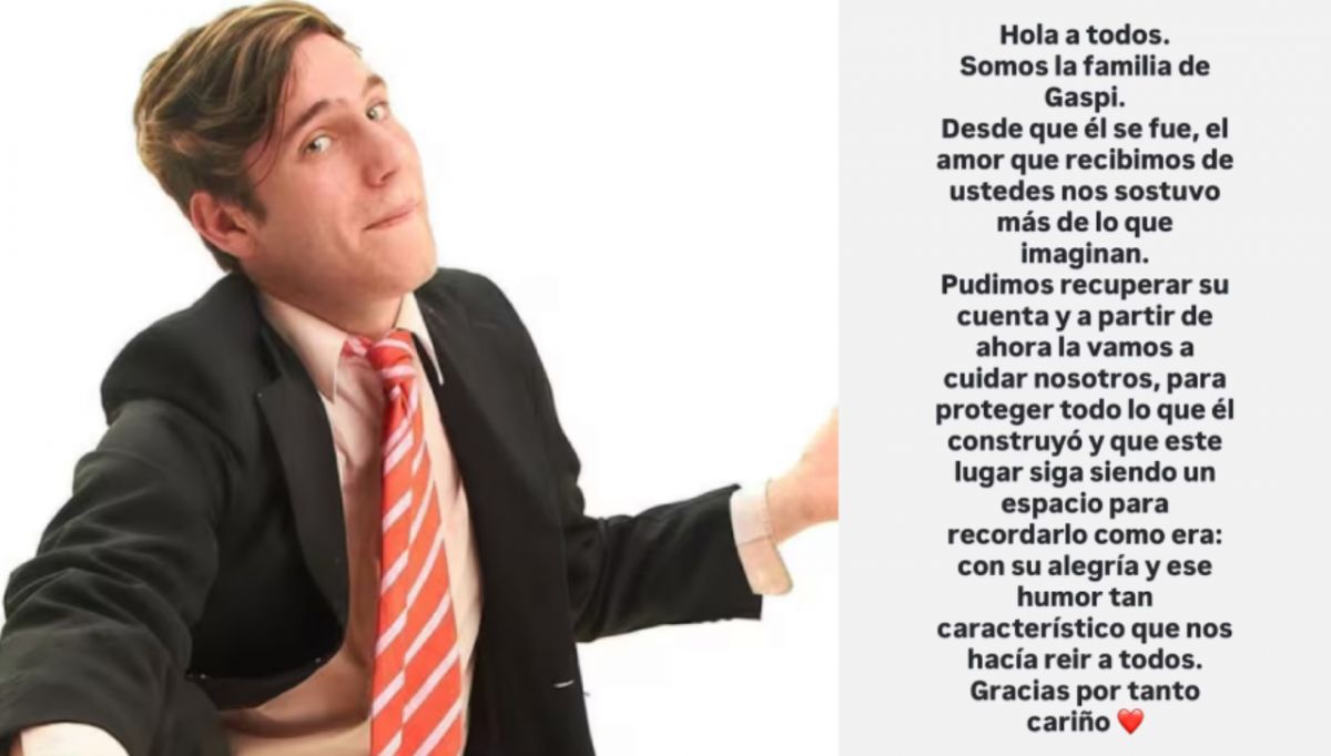 La familia de Gaspi recuperó su cuenta de Instagram a tres meses de su muerte y anunció qué hará con el perfil