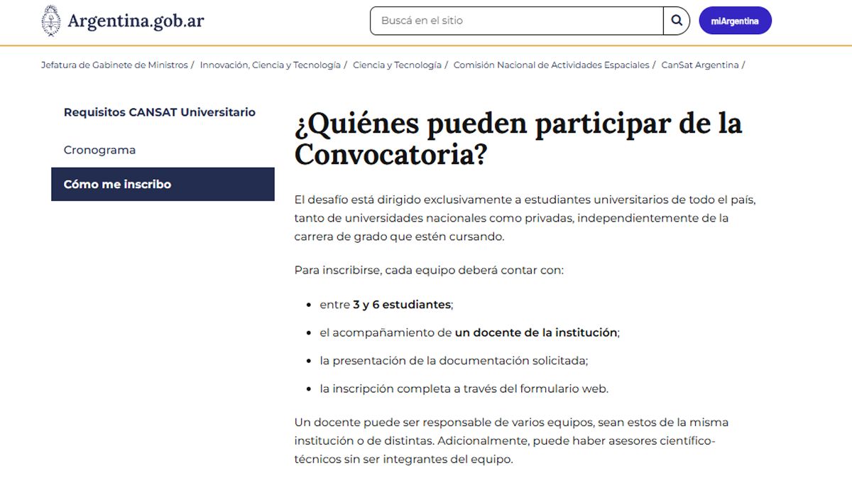 CANSAT USA. El proyecto ganador podrá representar a la Argentina en una competencia internacional en Estados Unidos.