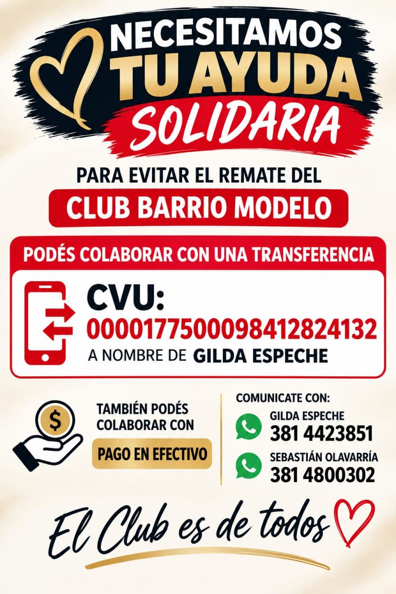 El Club Barrio Modelo está al borde del remate y los vecinos organizan una colecta para salvarlo