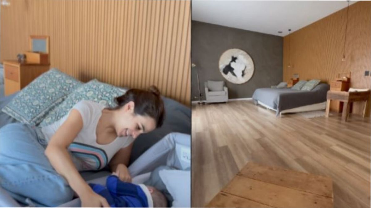 Agustina Cherri optó por la madera y los tones de gris (Foto: Instagram / agustinacherriok/TN)