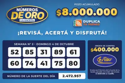 Los Números de Oro de LA GACETA del 4 de octubre de 2026