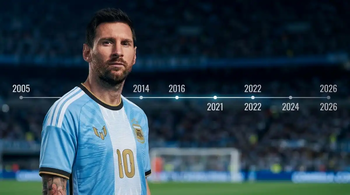 HISTORIA. Una línea del tiempo recorre los momentos que marcaron el camino de Lionel Messi con la selección argentina, desde su debut en 2005 hasta su despedida en 2026.