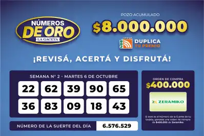 Los Números de Oro de LA GACETA del 6 de octubre de 2026