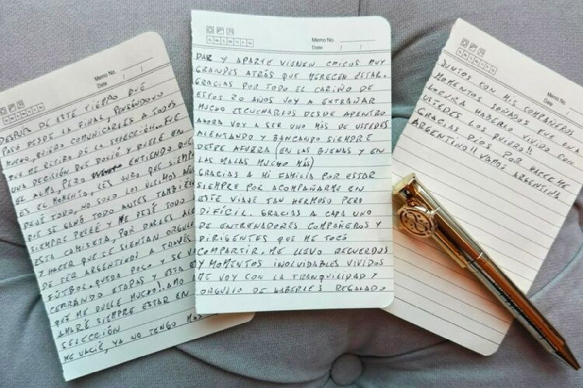 DESPEDIDA. Con esta carta, Messi anunció su retiro de la selección argentina.