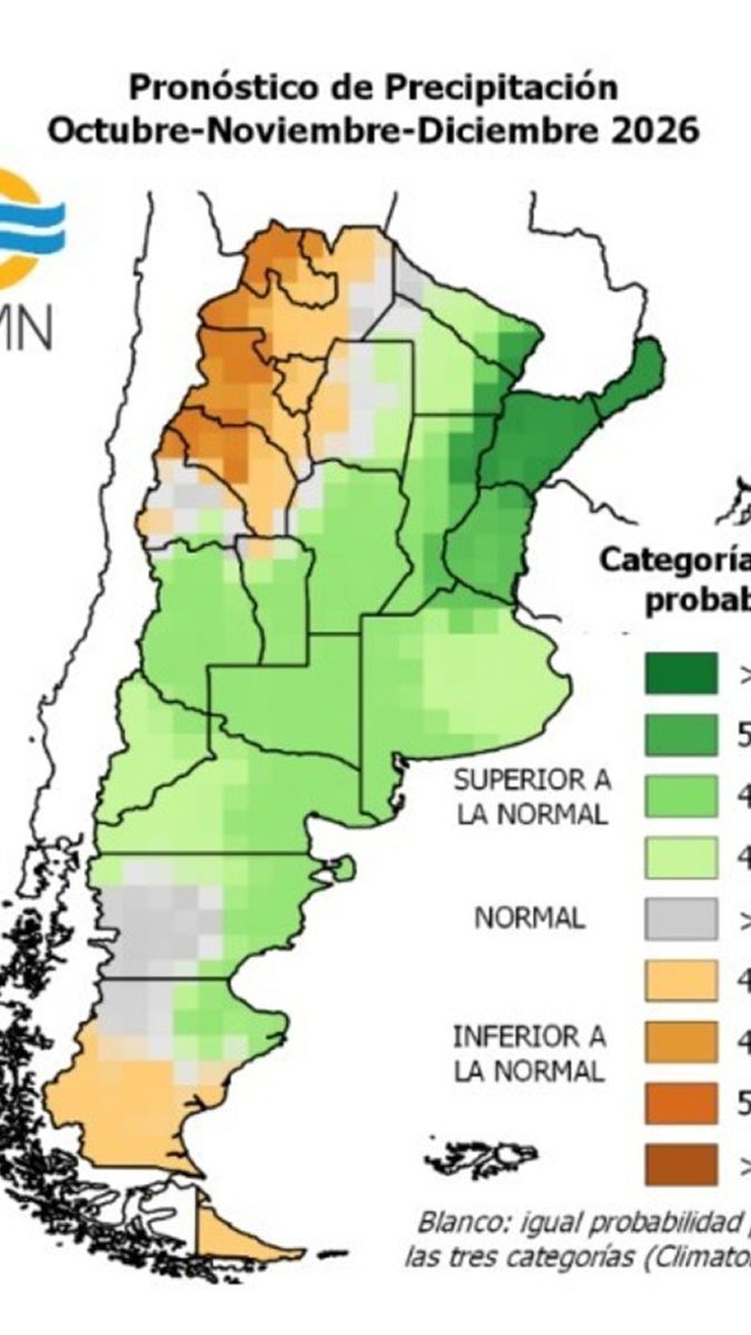Súper Niño en Argentina: el mapa que muestra dónde lloverá más y dónde menos hasta diciembre