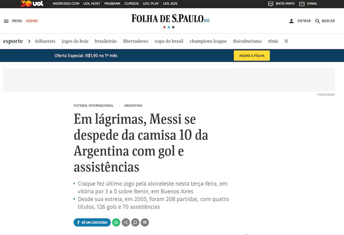 El último tango: las portadas de los medios de todo el mundo se rindieron ante la despedida de Messi de la Selección