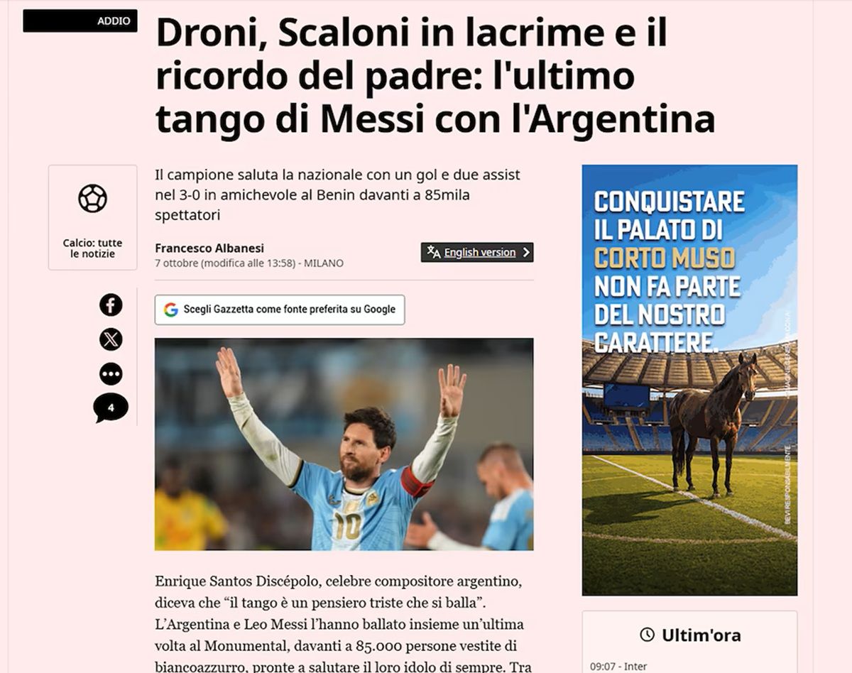El último tango: las portadas de los medios de todo el mundo se rindieron ante la despedida de Messi de la Selección