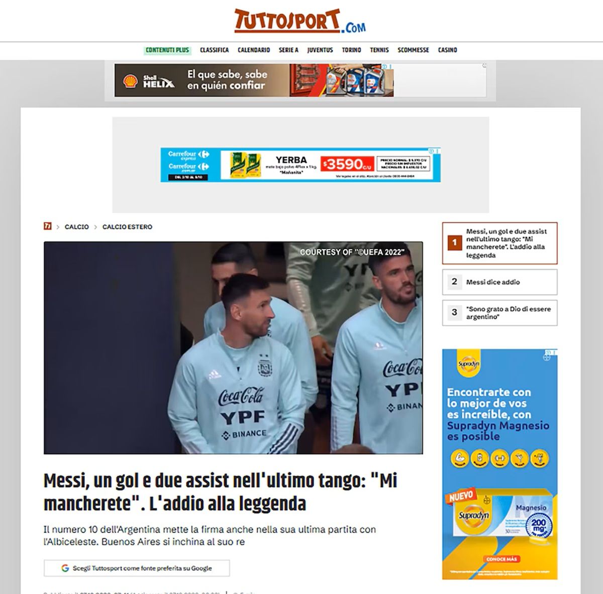 El último tango: las portadas de los medios de todo el mundo se rindieron ante la despedida de Messi de la Selección