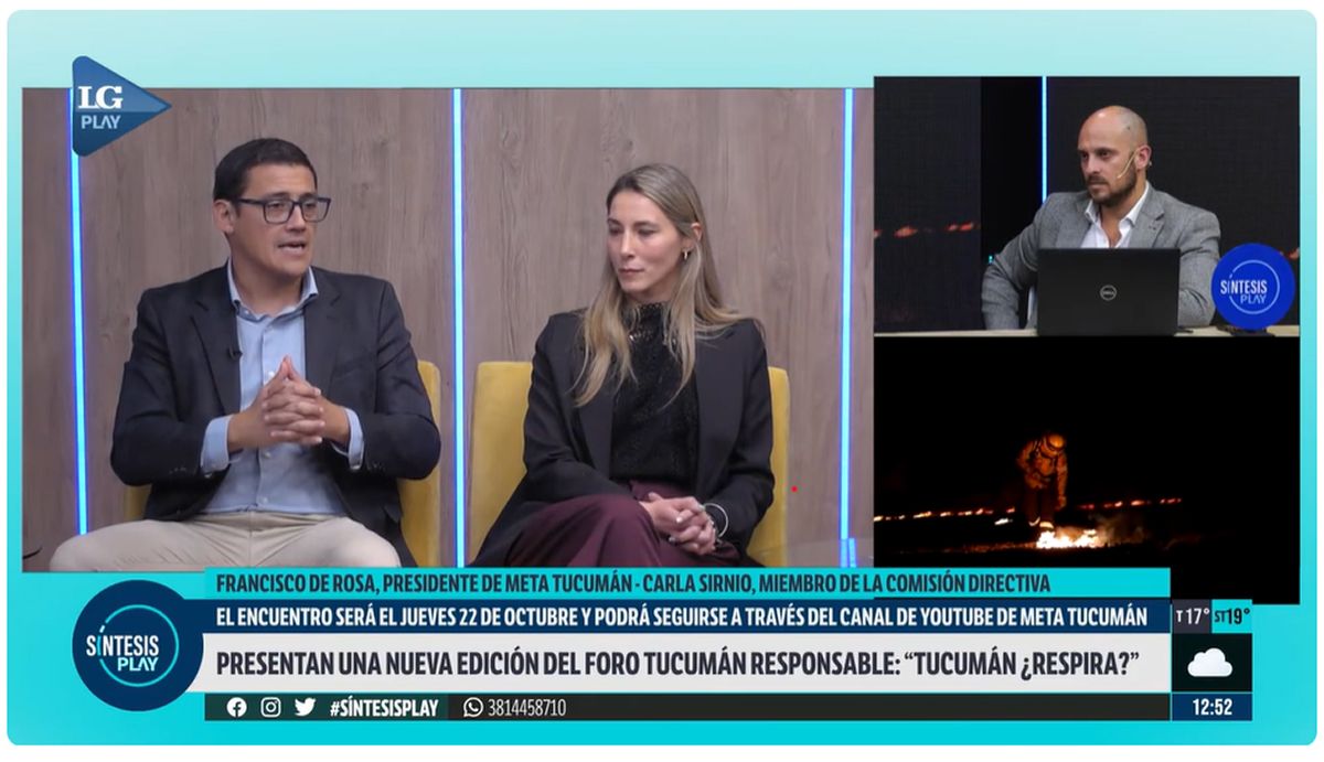 CALIDAD DEL AIRE. Francisco de Rosa y Carla Cirnio, de META Tucumán, hablaron en LA GACETA Play sobre el impacto de las quemas y el próximo foro “¿Tucumán respira?”.