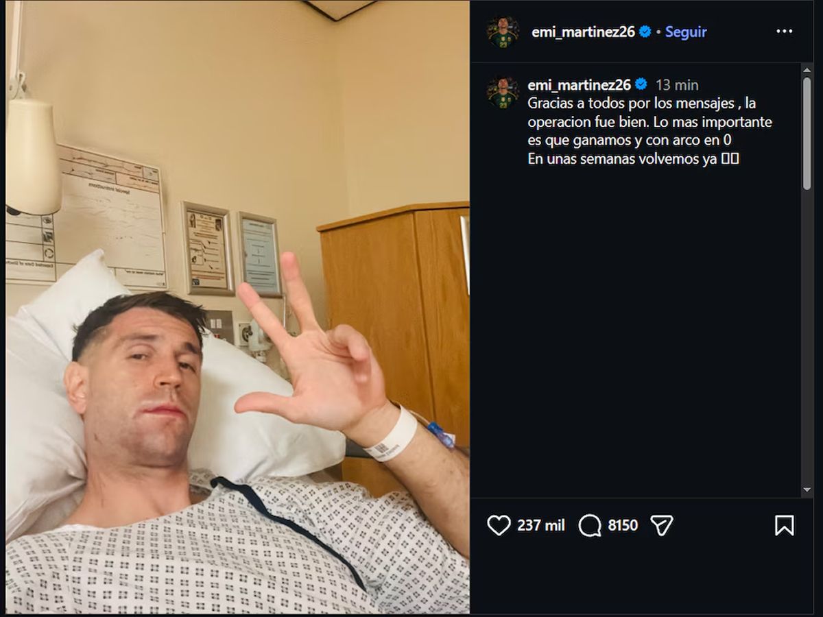 El posteo de Dibu Martínez desde el hospital
