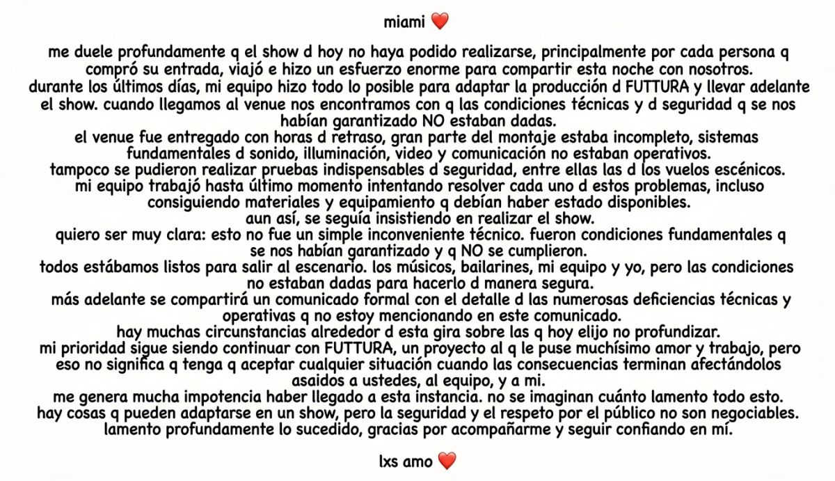 Cancelaron el show de Tini en Miami