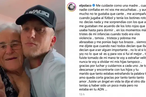 “Te fuiste en mis manos”: el desgarrador mensaje de El Polaco tras la muerte de su abuela