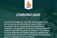 Qué dice el comunicado de la URT sobre los insultos discriminatorios al seleccionado M-17 en Buenos Aires