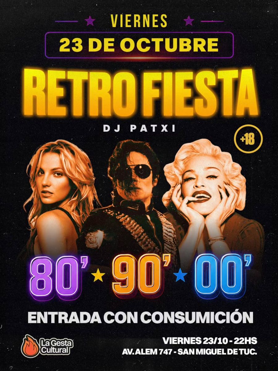 RETRO. La Gesta Cultural tendrá una fiesta con hits de los 80, 90 y 2000.