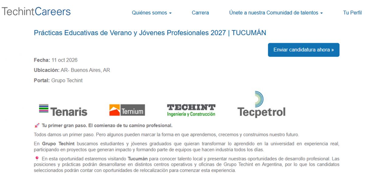VERANO 2027. Las prácticas duran tres meses y permiten trabajar en un proyecto real.