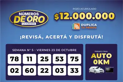 Los Números de Oro de LA GACETA del 23 de octubre de 2026