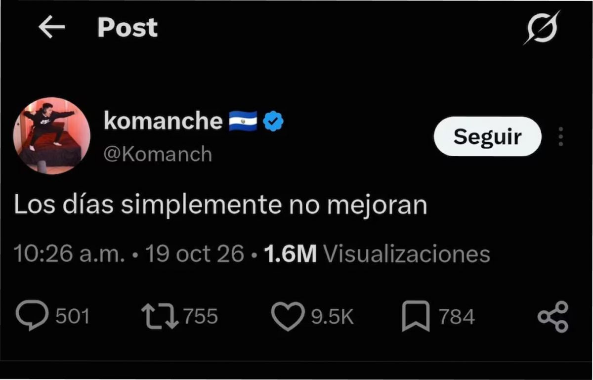 Último post en X de El Komanche. (X/Komanch)