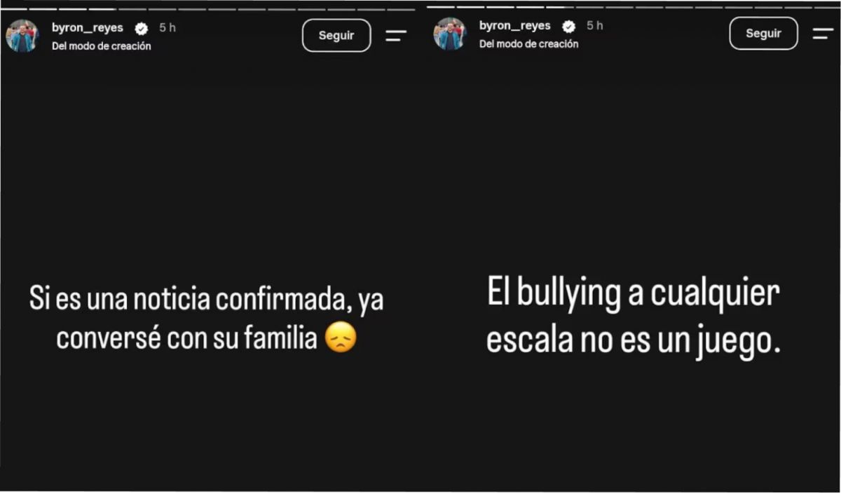 Los mensajes que subió el representante de el Komanche tras confirmar la muerte. (Foto: Instagram/byron_reyes)