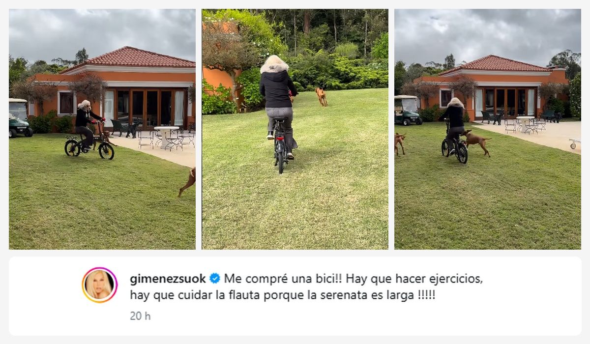 Susana Gimenez paseó por el jardín de su casa en Punta del Este a bordo de una bici eléctrica