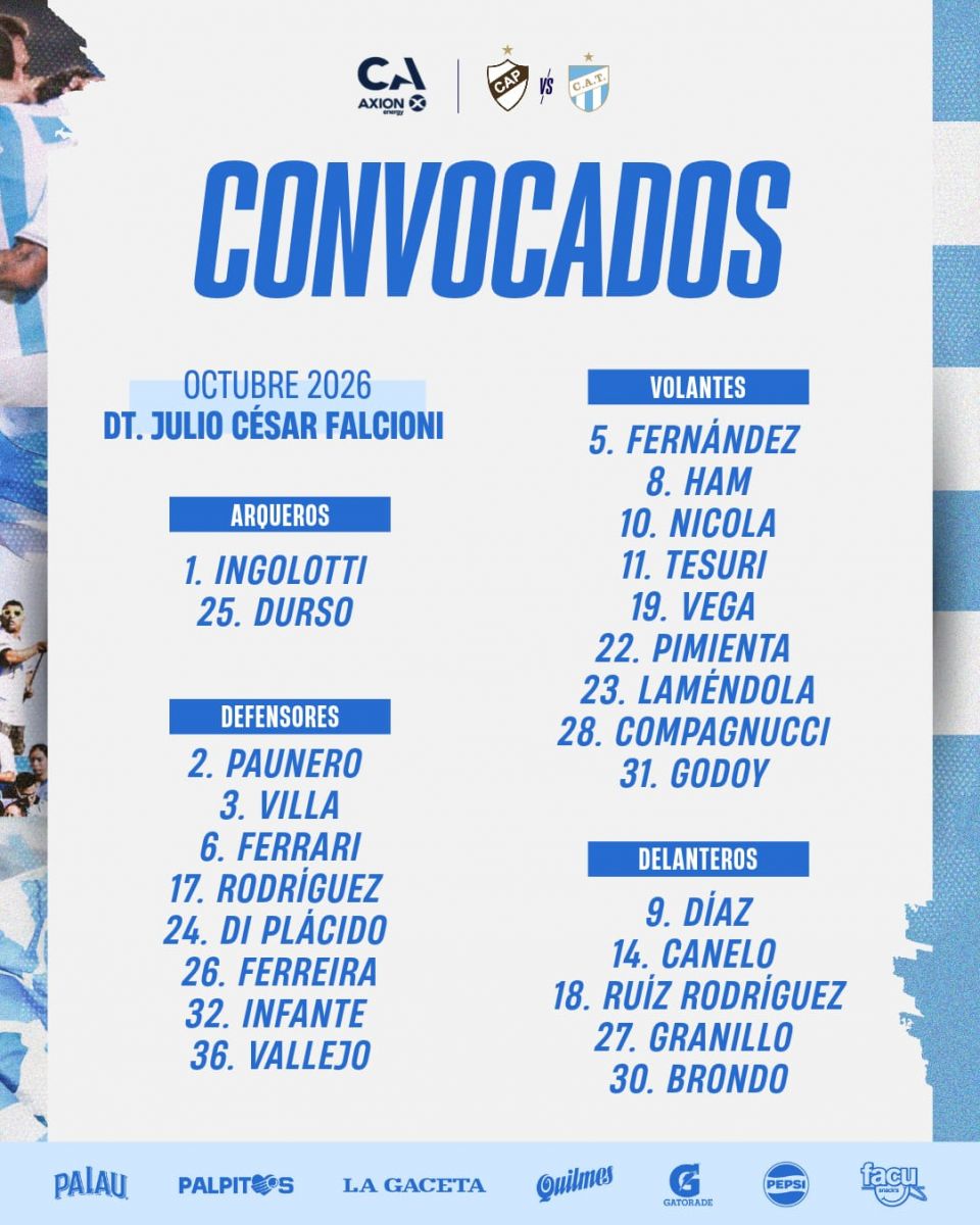 Atlético Tucumán confirmó los convocados para enfrentar a Platense por la Copa Argentina