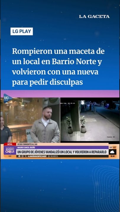 Rompieron una maceta en  un local en Barrio Norte y volvieron con una nueva para pedir disculpas